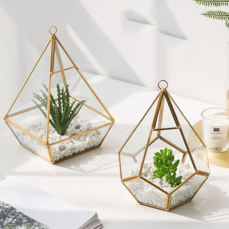 Modern Metal & Glass Bonsai Flower Pot