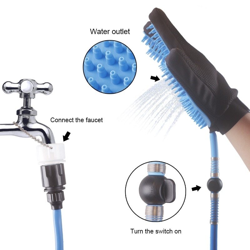 Handheld Pet Shower Sprayer & Bathing Glove