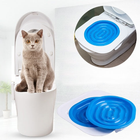 Pet toilet trainer kit with multi-tray groove design for cats transitioning from litter box to toilet.