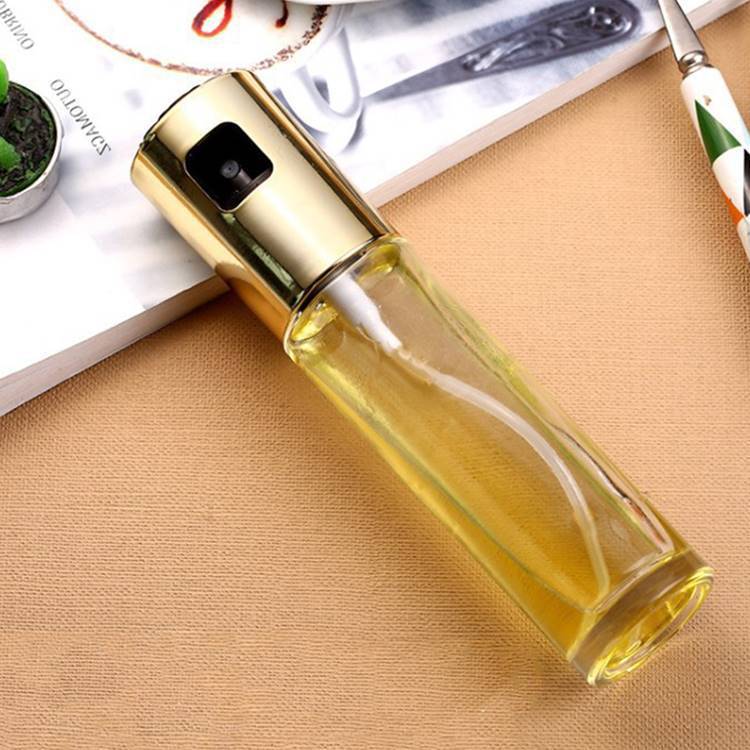 Push-Type Oil Spray Bottle Silver for Vinegar Spray