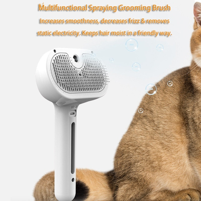 Self-Cleaning Pet Grooming Comb with Mist Humidifier