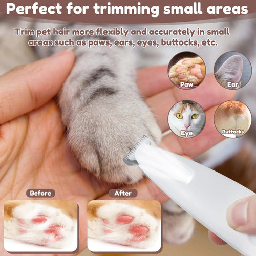 Pets dog paw trimmer with LED light trimming small areas like paws, ears, eyes, and buttocks for precise pet grooming