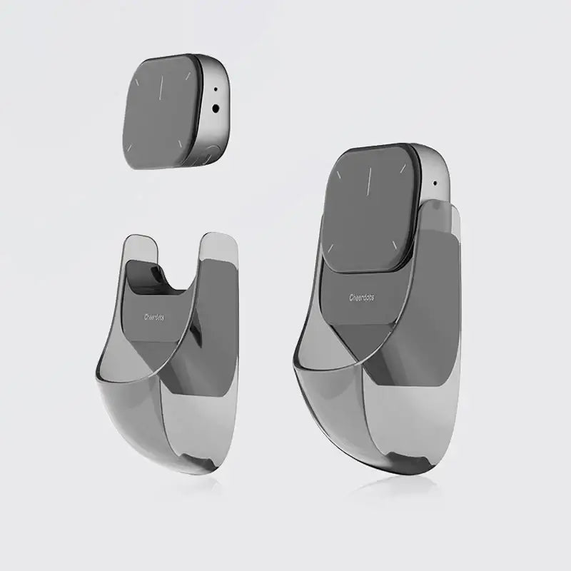 AI Air Mouse 2025 showcasing sleek design with voice recording feature and charging dock.