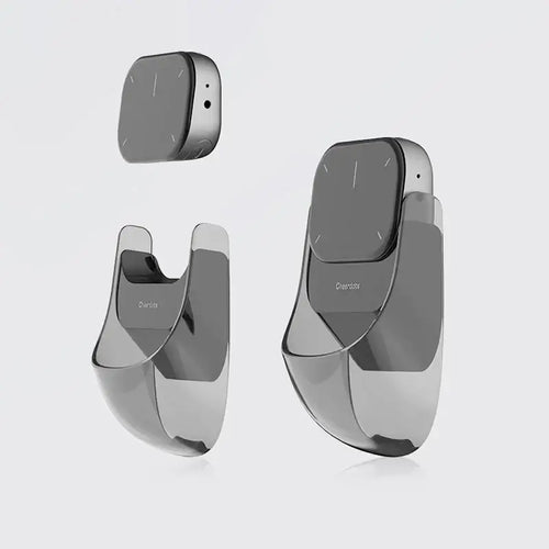 AI Air Mouse 2025 showcasing sleek design with voice recording feature and charging dock.
