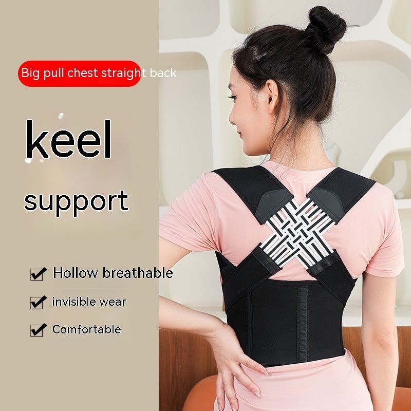 Unisex Chest Lift Posture Corrector worn by woman showing breathable, invisible, and comfortable support for back and posture alignment
