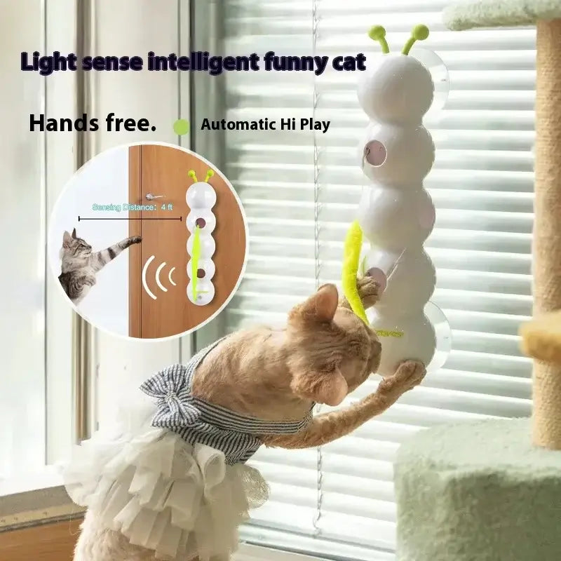 Smart Teaser Toy with Replaceable Tail for Multi-Cat Homes in action