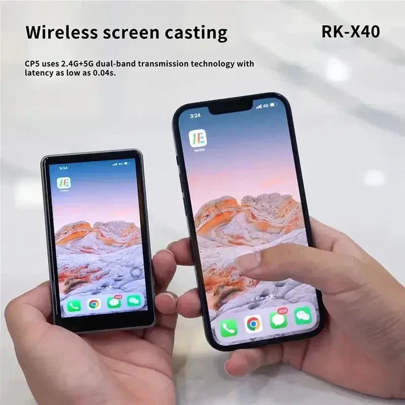 Wireless Magnetic Phone Monitor Screen showing real-time video preview on iPhone for selfies and vlogging.