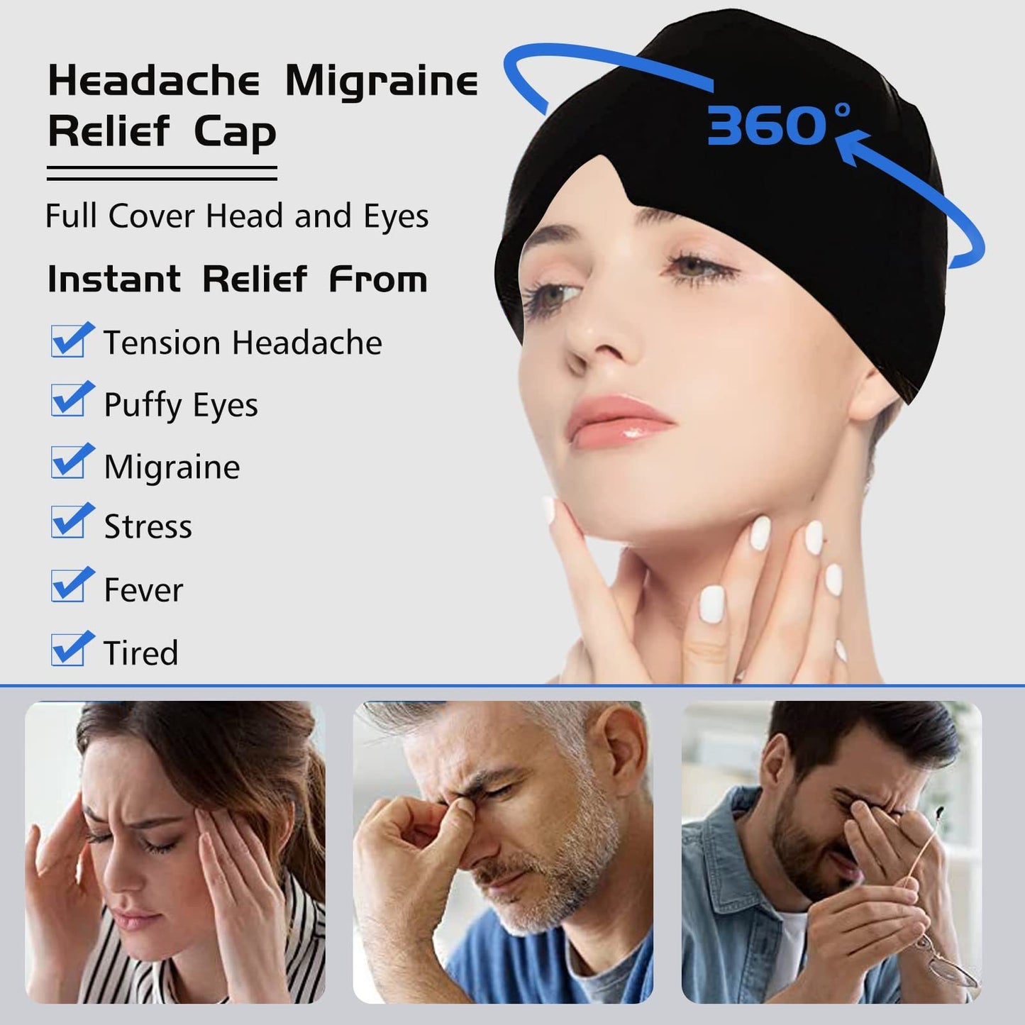 Ice Compress Headache Eye Mask Hat