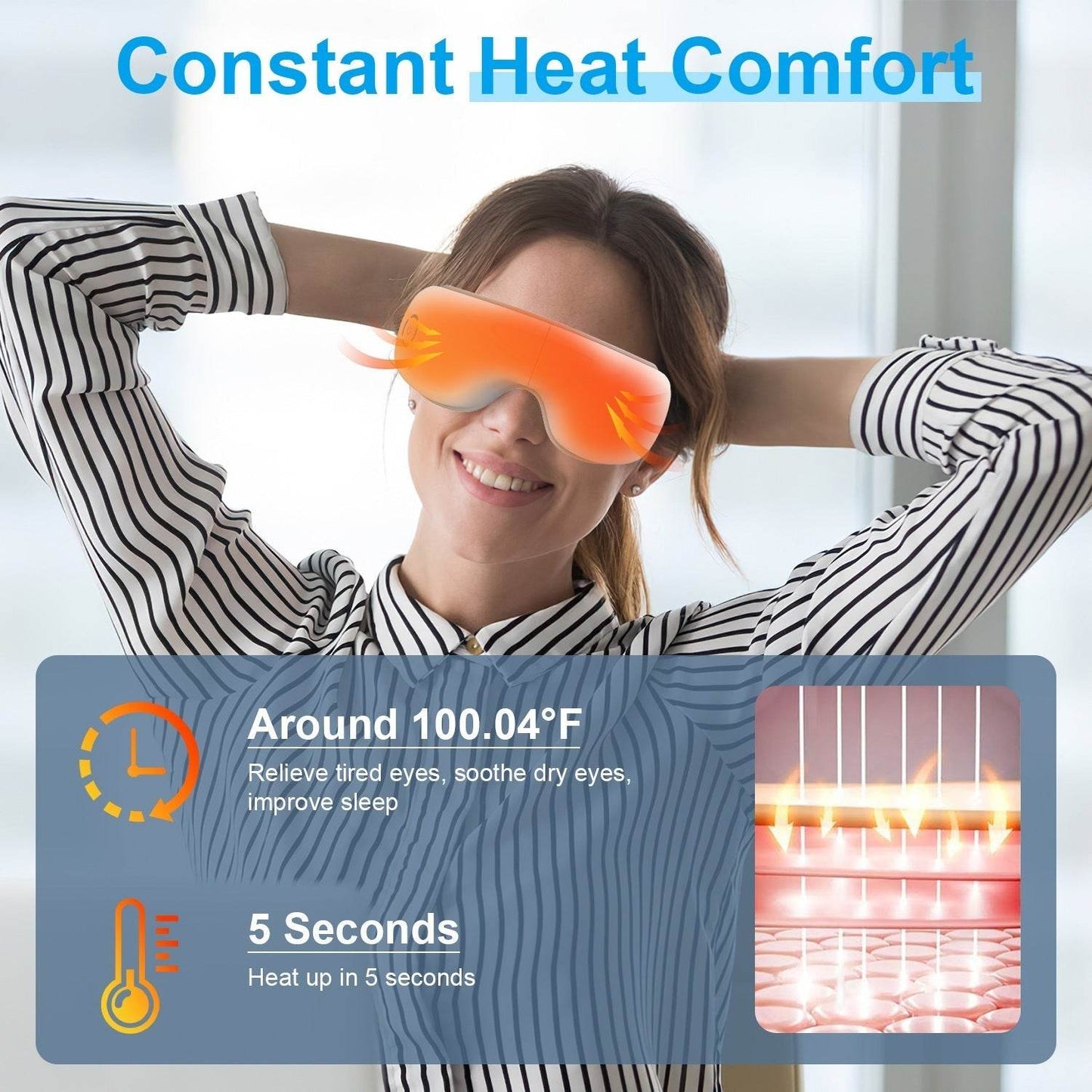 1Pc Eye Massager with Heat, Music & Vibration