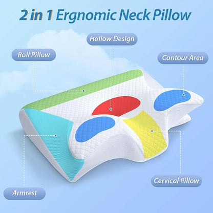 2-in-1 Ergonomic Contour Neck Support Pillow