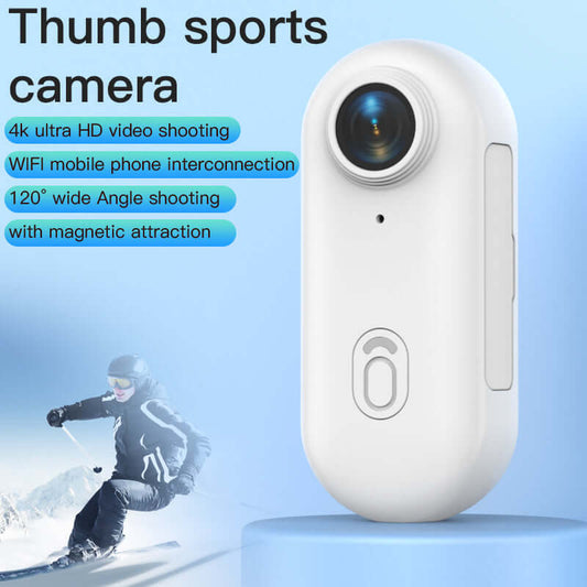 4K Mini Action Camera for helmets with 120° wide-angle lens, WiFi connectivity, magnetic mount, and ultra HD video shooting for sports and outdoor activities
