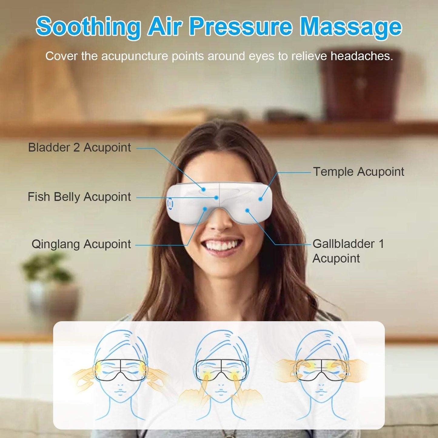 1Pc Eye Massager with Heat, Music & Vibration