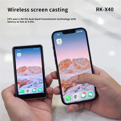 Wireless Magnetic Phone Monitor Screen showing real-time video preview on iPhone for selfies and vlogging.